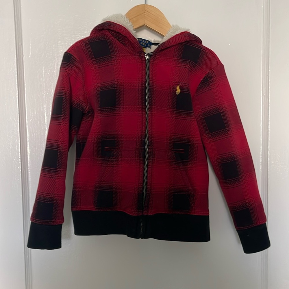 Ralph Lauren Plaid Boys Full-zip Hoodie Size:5